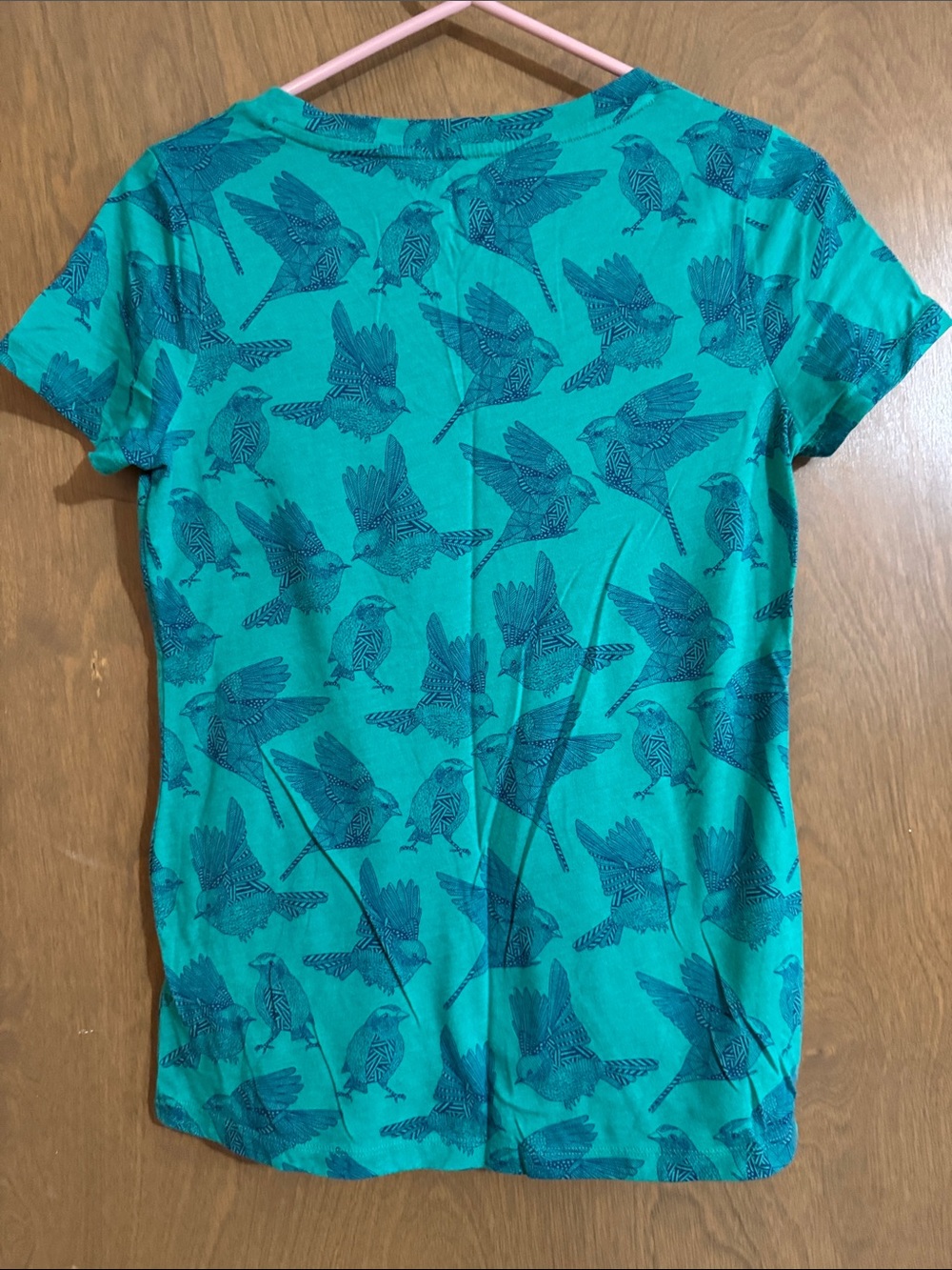NWOT: Mossimo Supply Co. Teal V-Neck Bird Print Tee - Picture 5 of 5